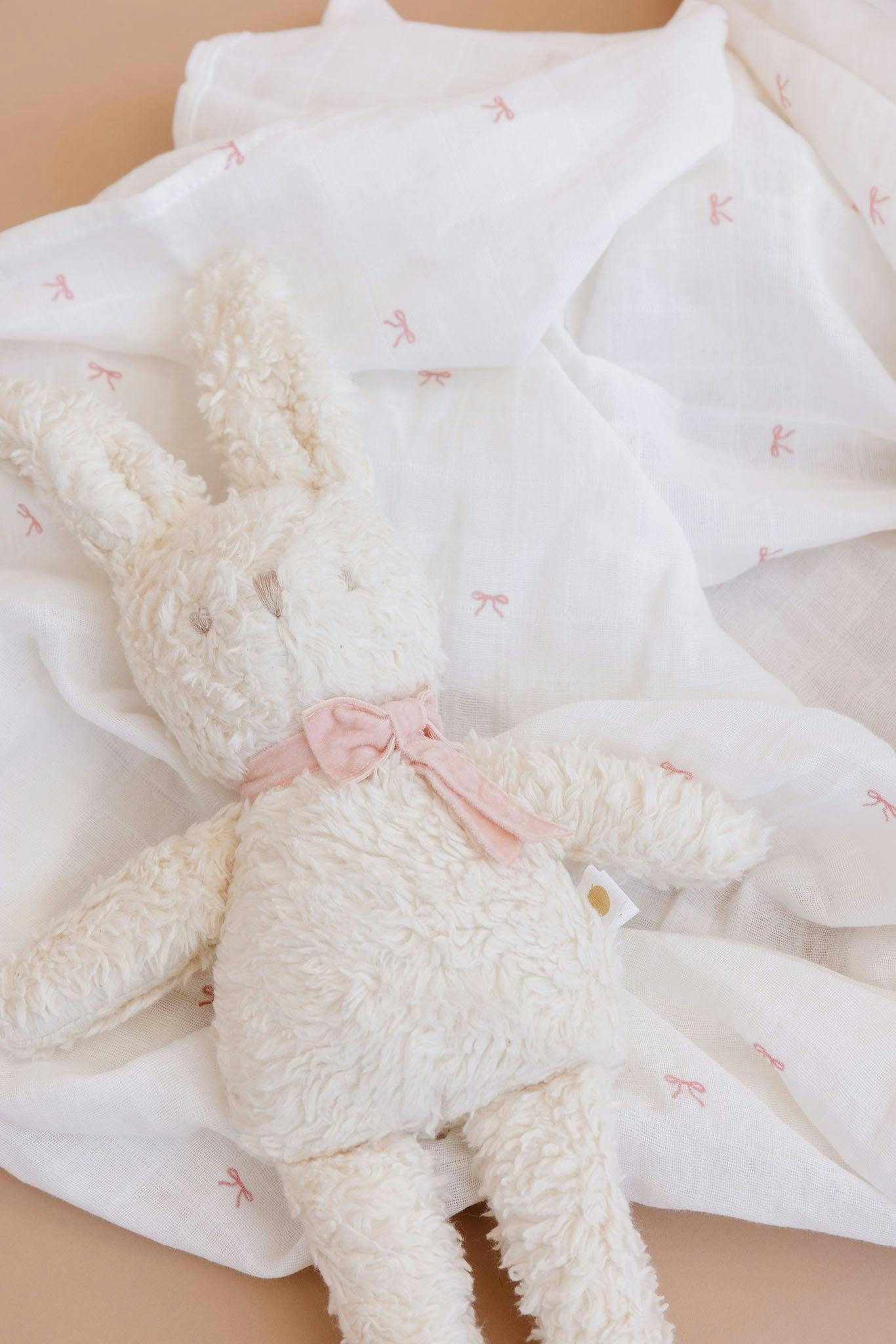 Swaddle and Charlie Bunny Plush Toy Set - Pink Bow