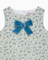 Cord Ditsy Floral Pinafore in Blue