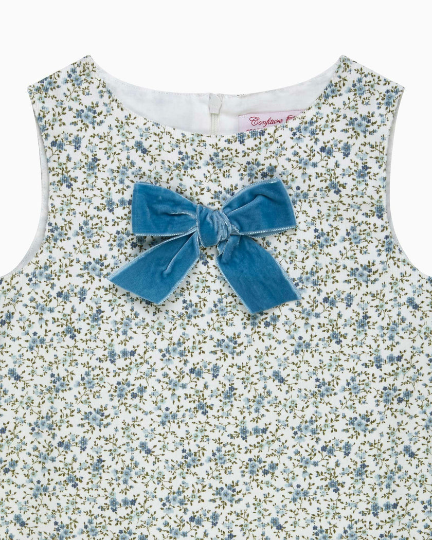 Cord Ditsy Floral Pinafore in Blue