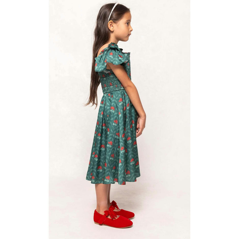 Mini Rayna Dress in Green Floral Block