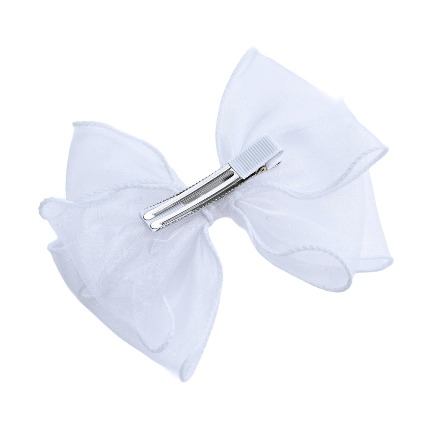Pure White Bow Hair Clip Set