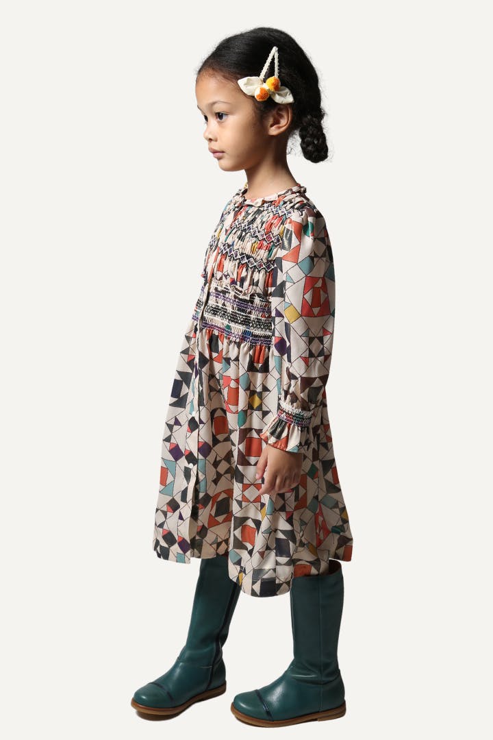 LUNA SMOCKED SHIRT DRESS