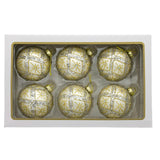 Kurt Adler 80MM Glass Silver Balls With Gold & Silver Criss-Cross Glitter Design Set, 6-Pieces