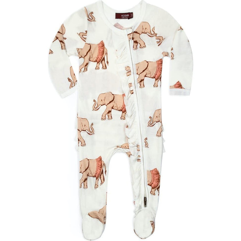 Tutu Bamboo Ruffle Zipper Footed Romper