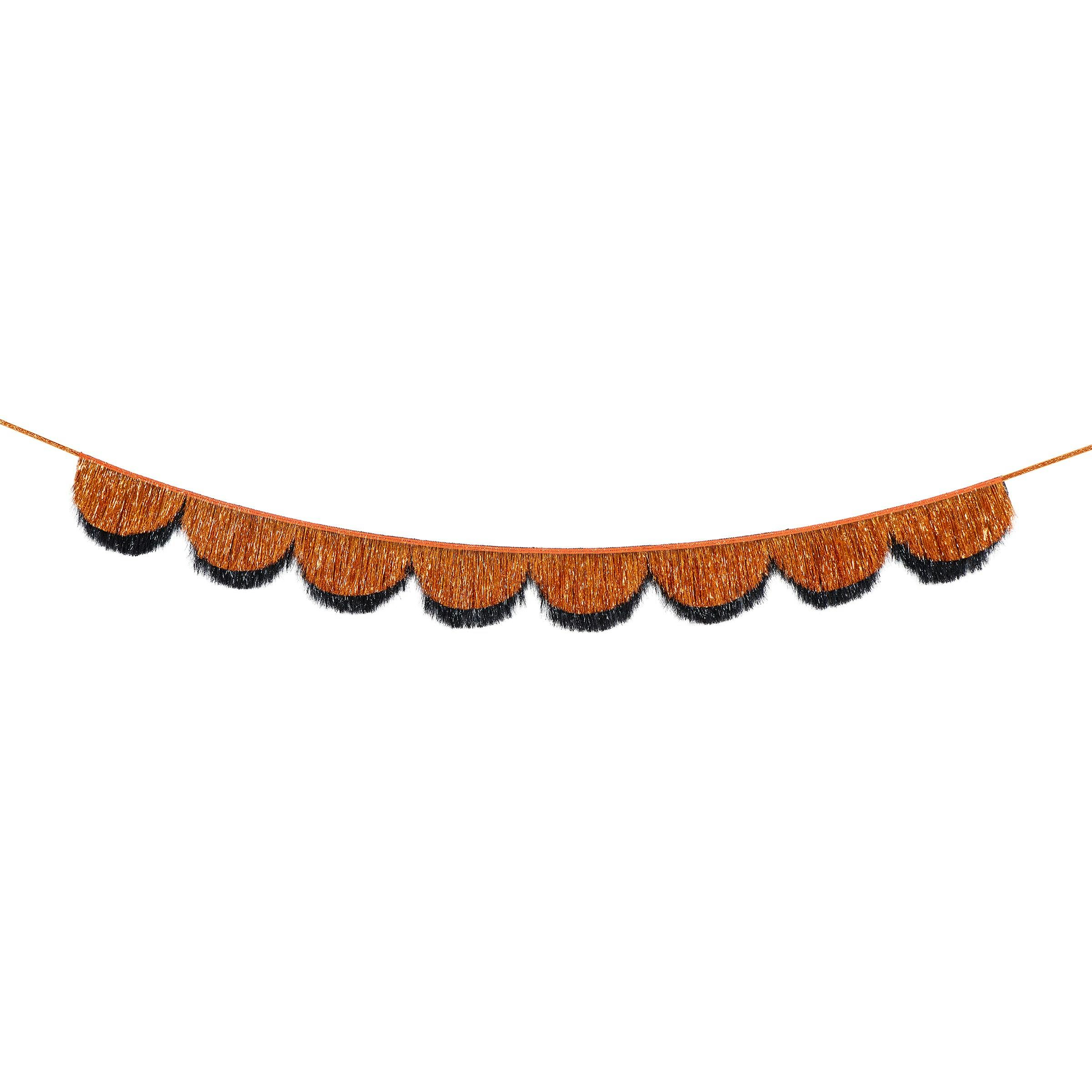 Orange & Black Tinsel Scalloped Garland