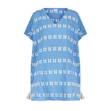 Capucine Mini Women's Caftan Sky White Embroidery, Sky Blue