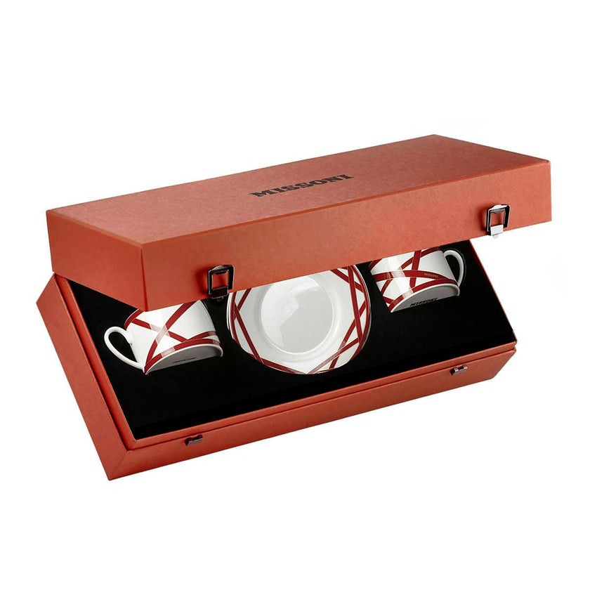 NASTRI BORDEAUX Luxury box Set 2 Pcs. Tea Cup & Saucer - Ø 8,5 X H 6 Cm Cap. 22 Cl. - S.15,5 Cm