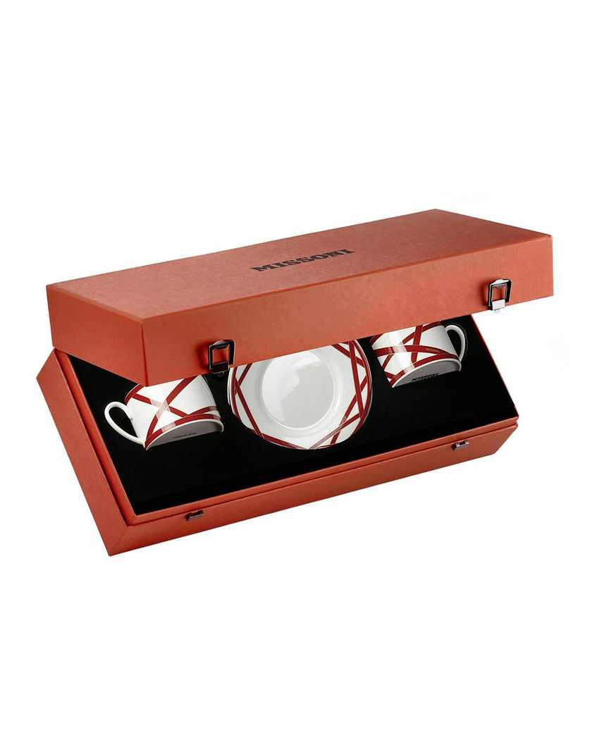 NASTRI BORDEAUX Luxury box Set 2 Pcs. Tea Cup & Saucer - Ø 8,5 X H 6 Cm Cap. 22 Cl. - S.15,5 Cm