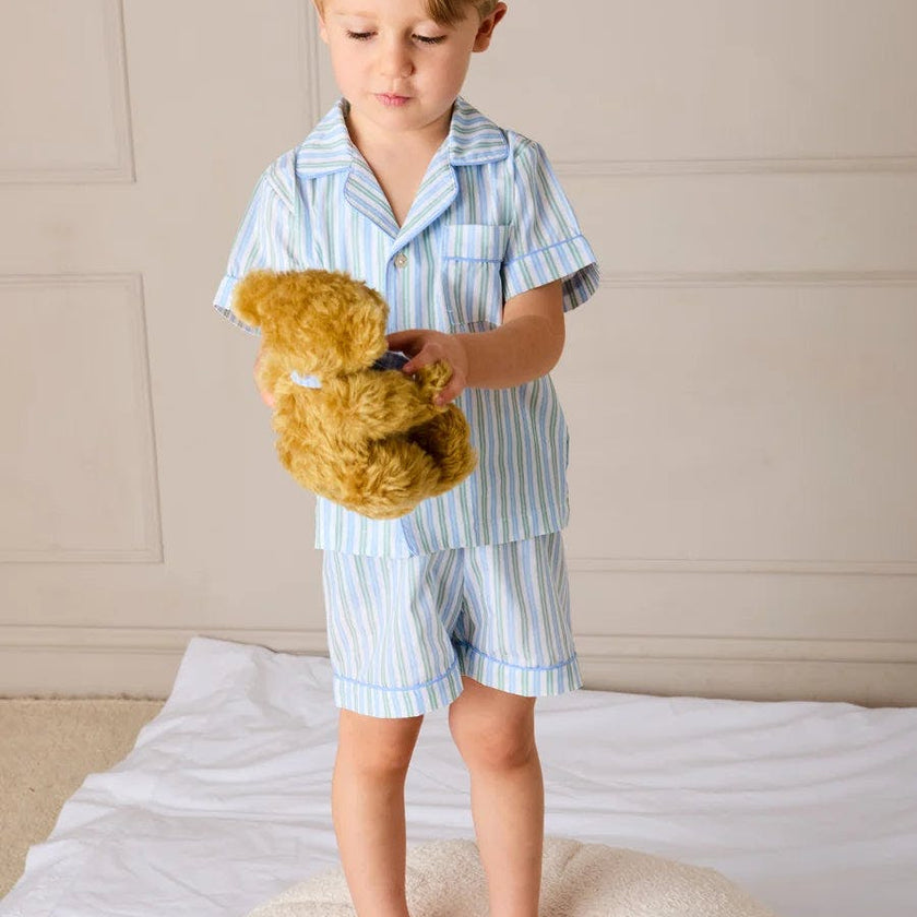 Winston Stripe Light Weight Short Sleeve Pyjamas in Green (18mths- 10yrs)