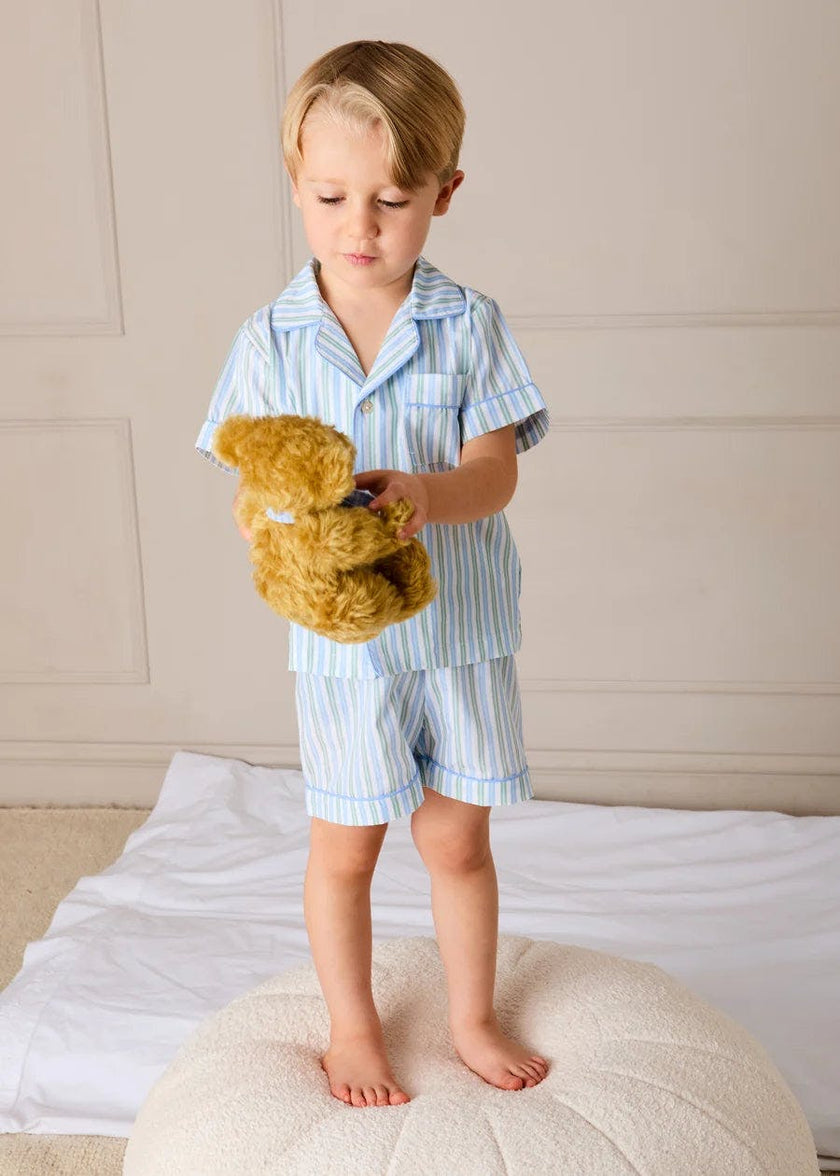 Winston Stripe Light Weight Short Sleeve Pyjamas in Green (18mths- 10yrs)
