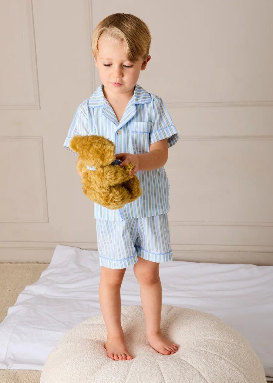 Winston Stripe Light Weight Short Sleeve Pyjamas in Green (18mths- 10yrs)