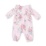 Painterly Rose Bouquets - Ruffle Sleeve Snap Romper