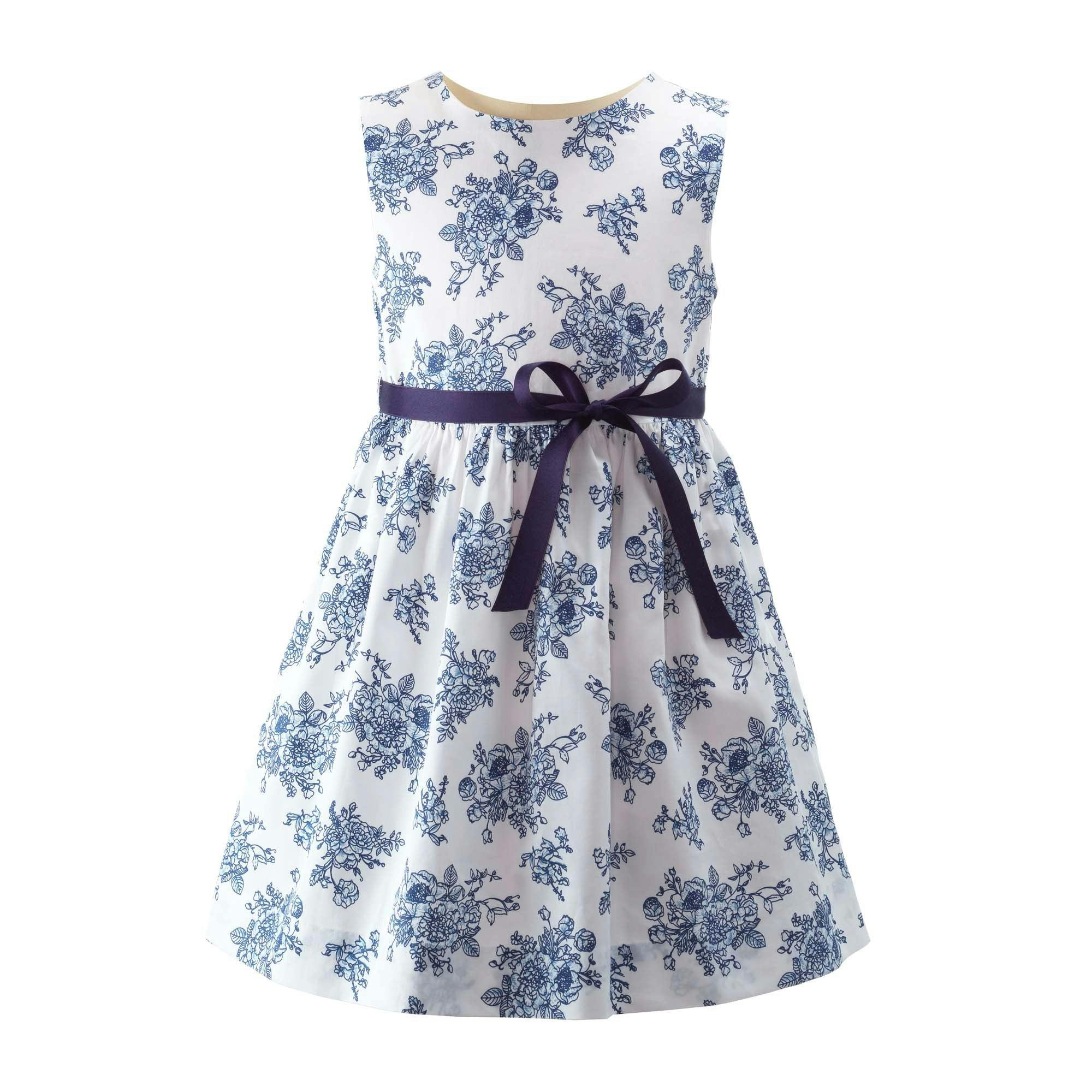 Floral Print Sash Tie Toile Dress