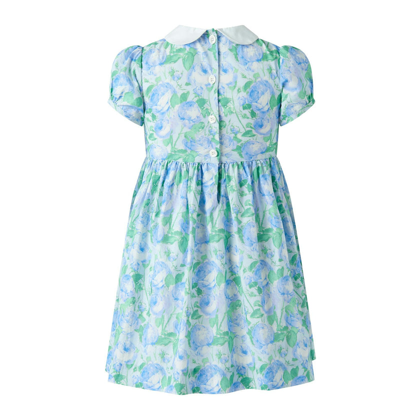 Blue Classic Rose Smocked Dress