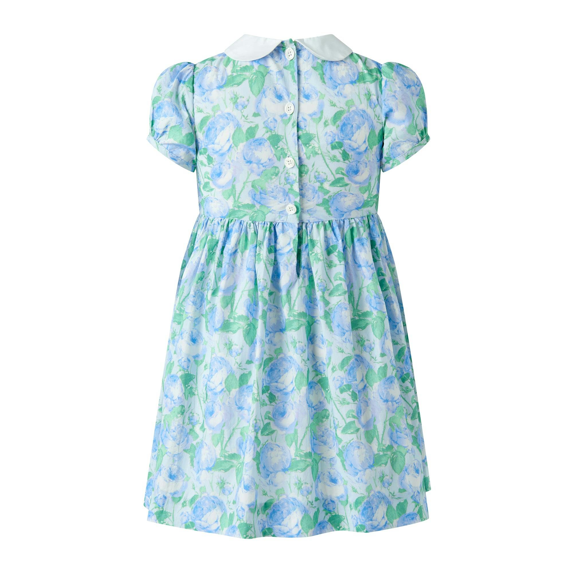 Blue Classic Rose Smocked Dress