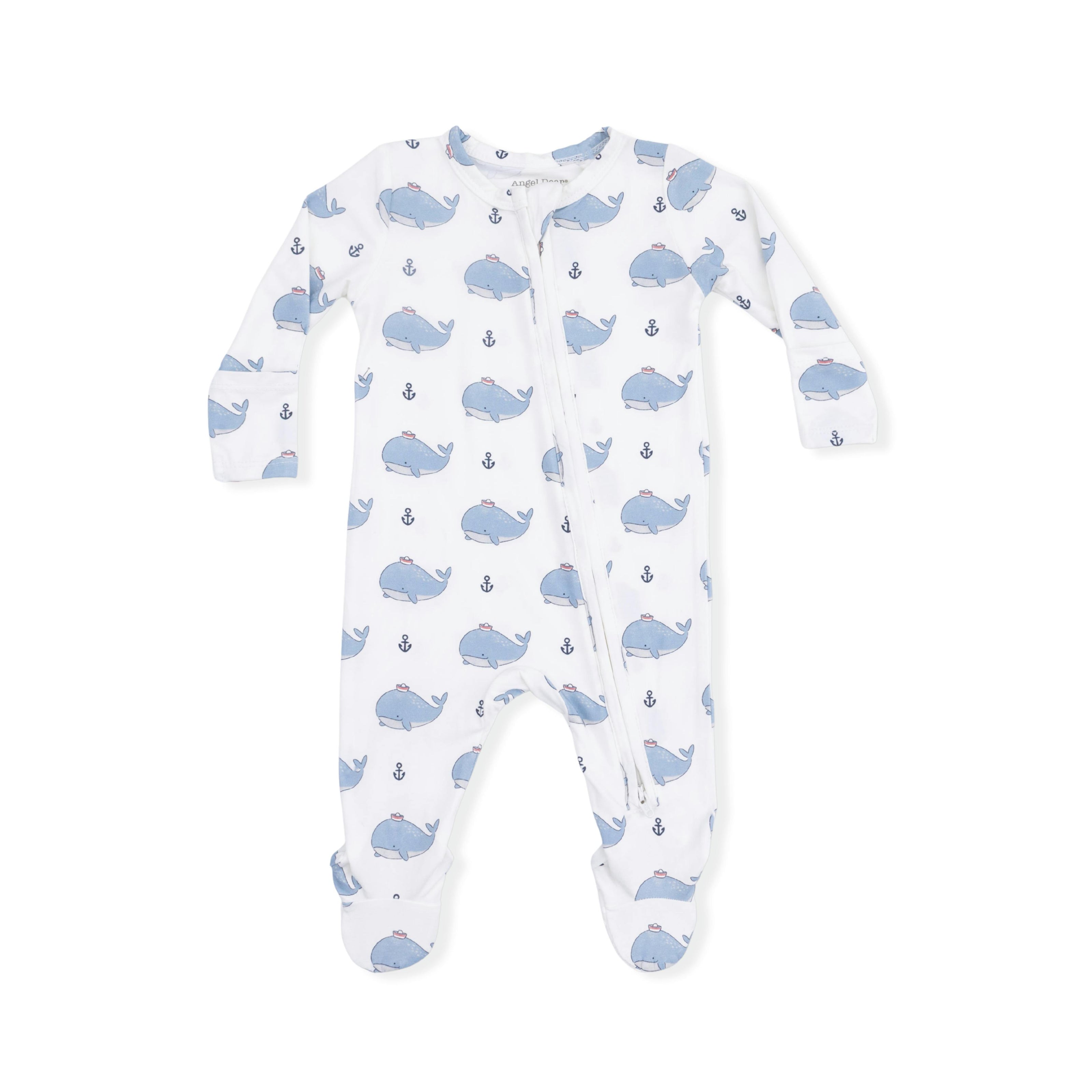 Bubbly Sailor Whales Blue - 2 Way Zipper Footie