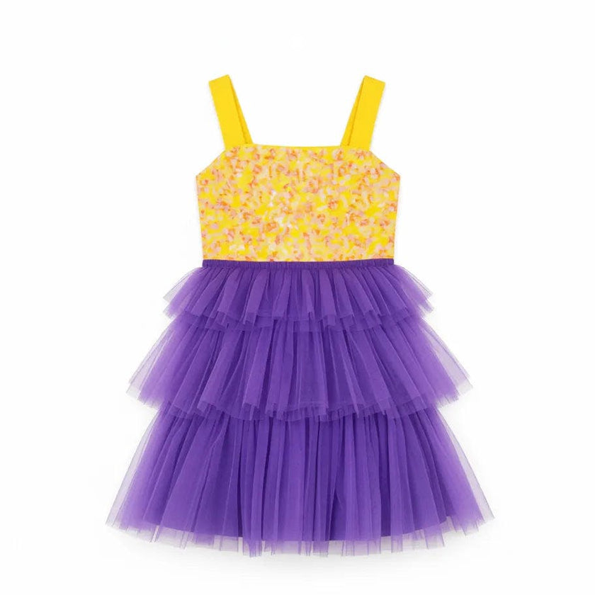 Citrus Bloom Purple Tulle Party Dress, Purple