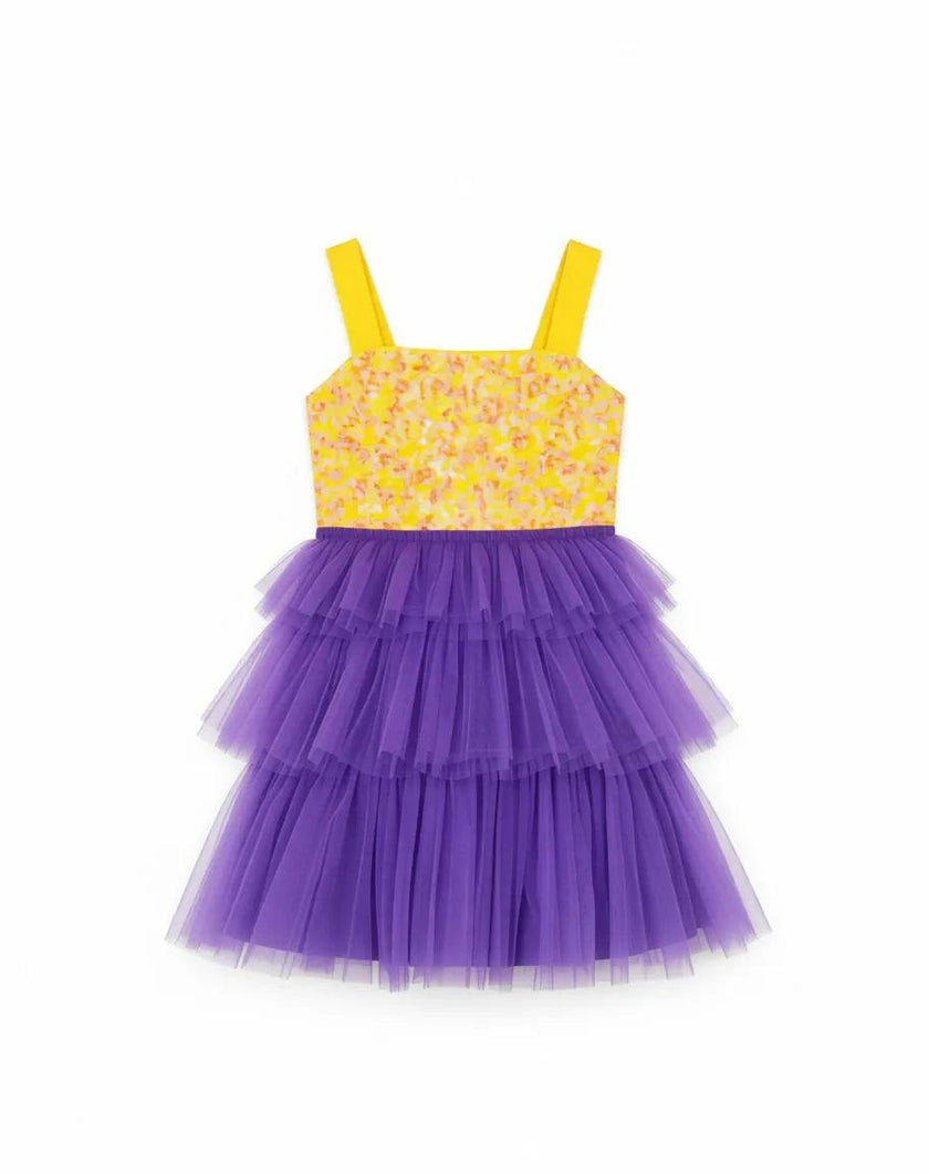 Citrus Bloom Purple Sequin Tulle Birthday Dress for Girls