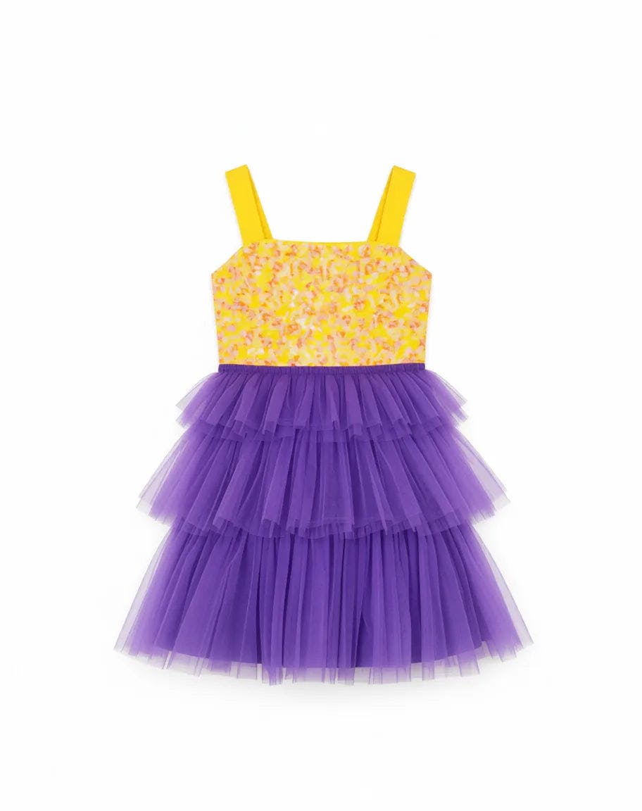 Citrus Bloom Purple Tulle Party Dress, Purple