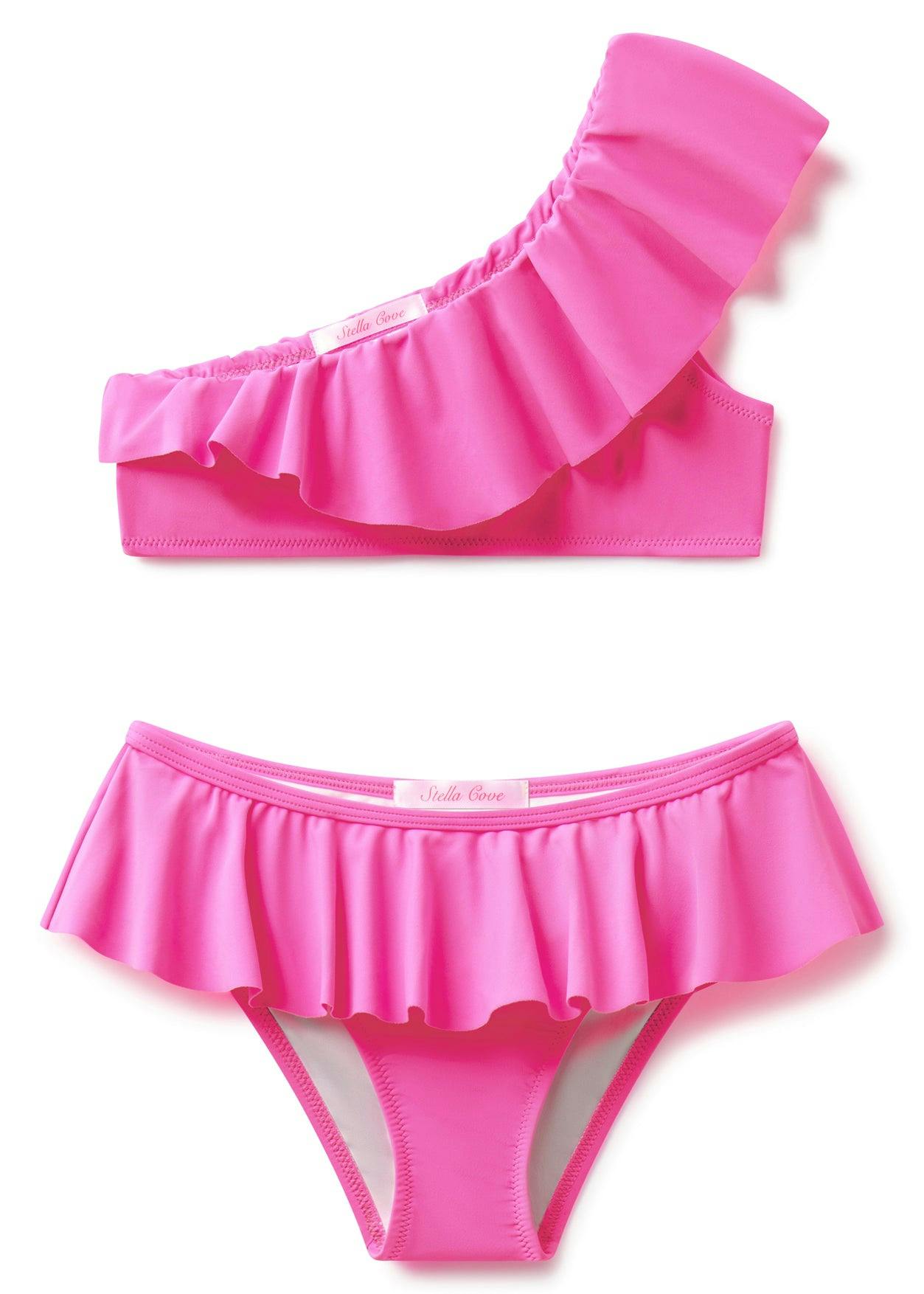 One Shoulder Ruffle Bikini