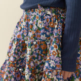 Girls Allie Skirt - True Blue Sketched Floral