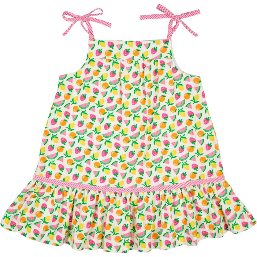 Printed Seersucker Dress With Fruit