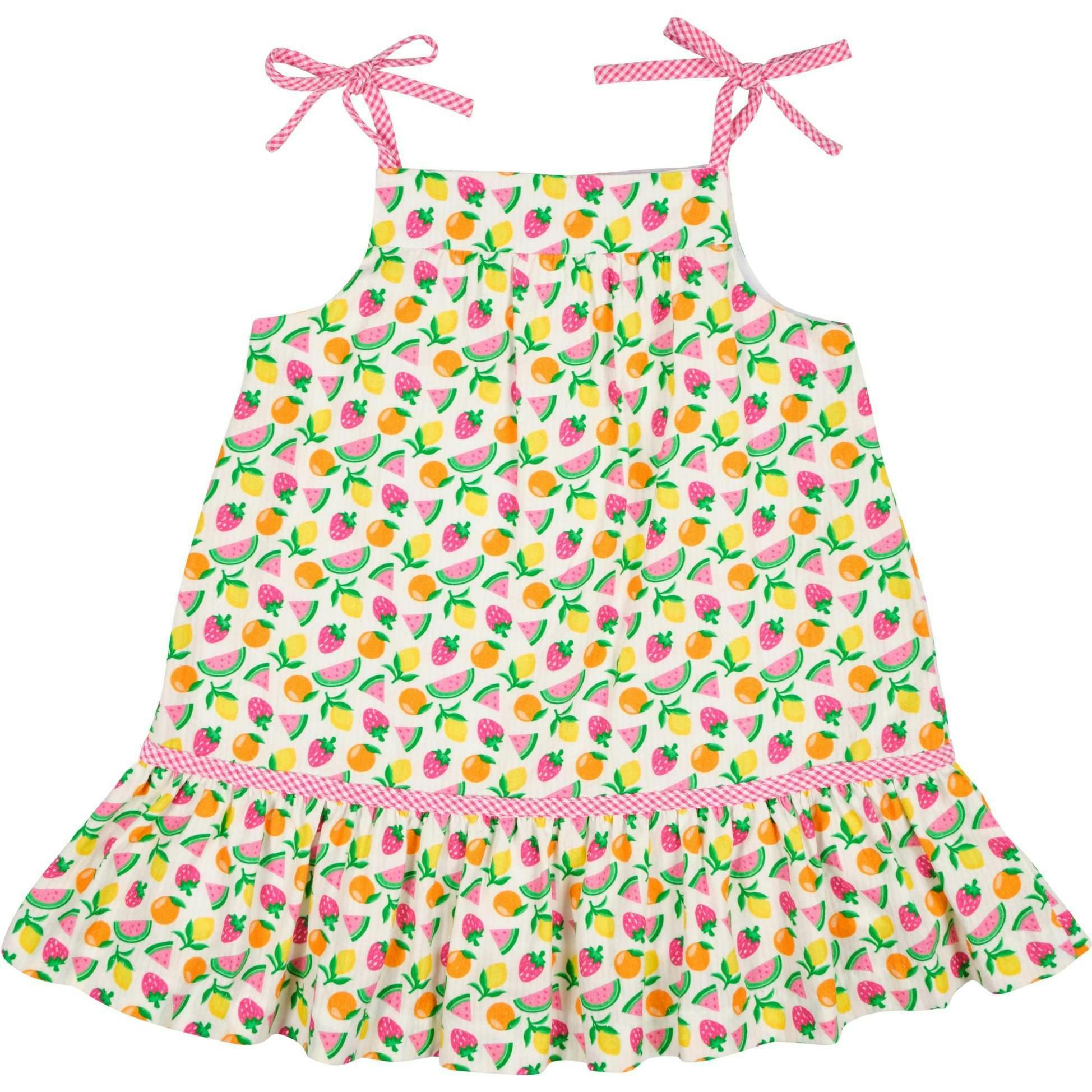 Printed Seersucker Dress With Fruit