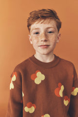Kids Fynn Brown Jacquard Knit Jumper