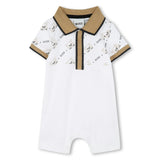 Beige Colorblock Logo Shortie
