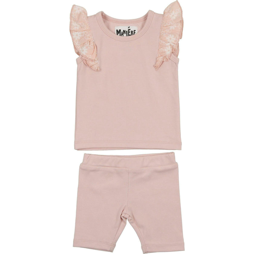 Shoulder Ruffle Top & Short Set