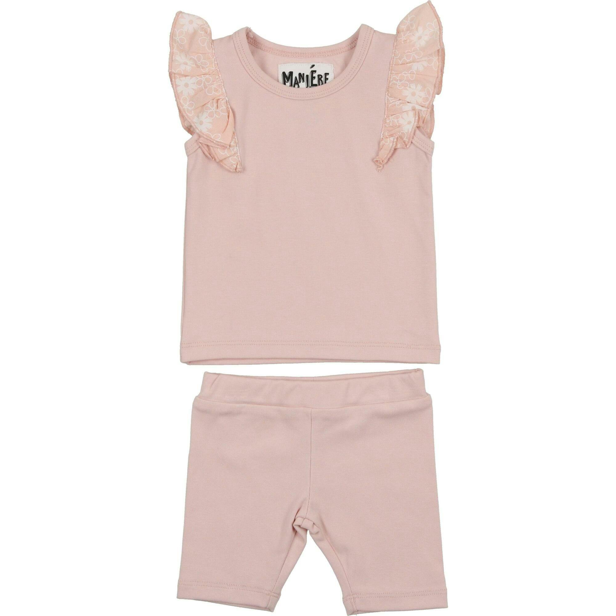 Shoulder Ruffle Top & Short Set