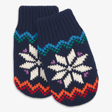 Baby Fleece-Lined Rainbow Snowflake Fair Isle Mittens, Navy