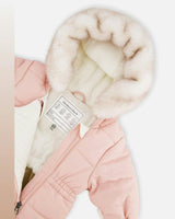 Baby One Piece Snowsuit For Car Seats Pale Dusty Pink