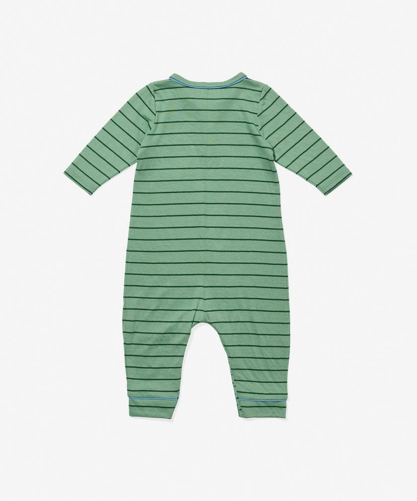 Campbell Romper, Sage Fine Stripe