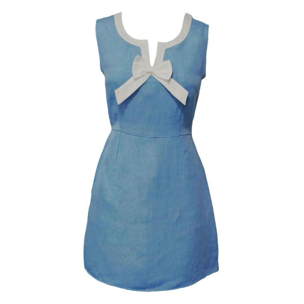 Women's Shift Dress in Blue Linen