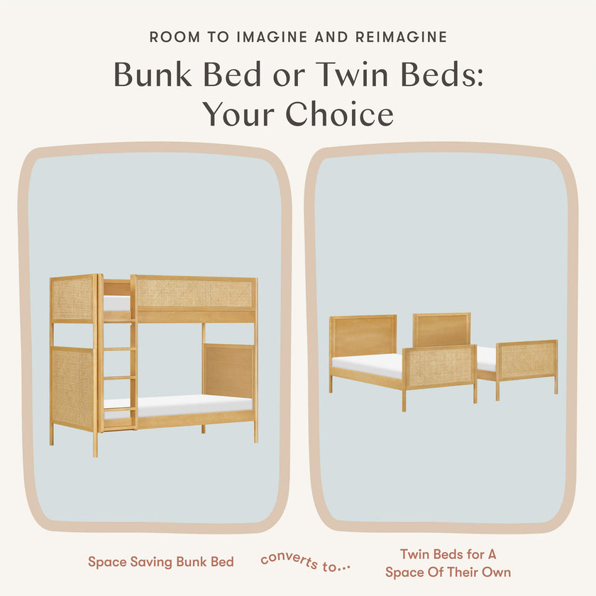 Bondi Cane Convertible Bunk Bed in Honey