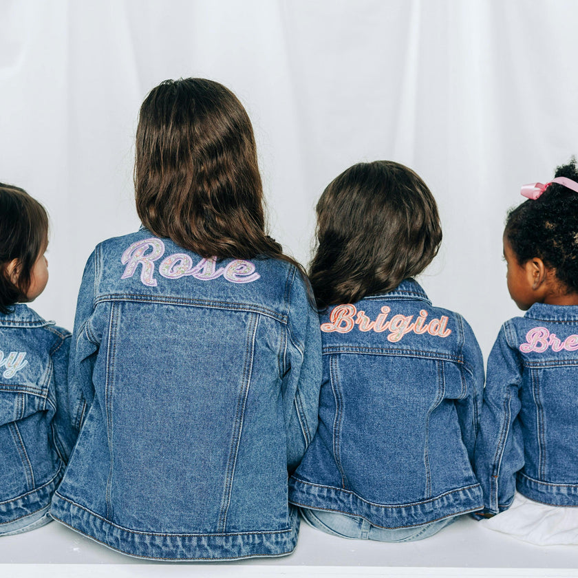 Custom Embroidered Applique Denim Jacket, Floral Multi