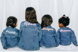 Custom Embroidered Applique Denim Jacket, Floral Multi