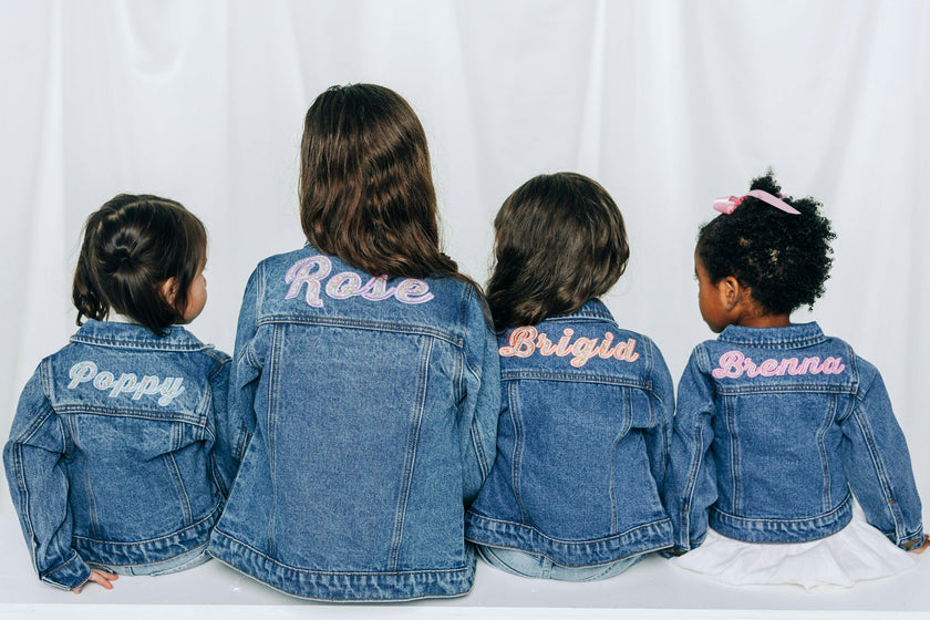 Custom Embroidered Applique Denim Jacket, Floral Multi