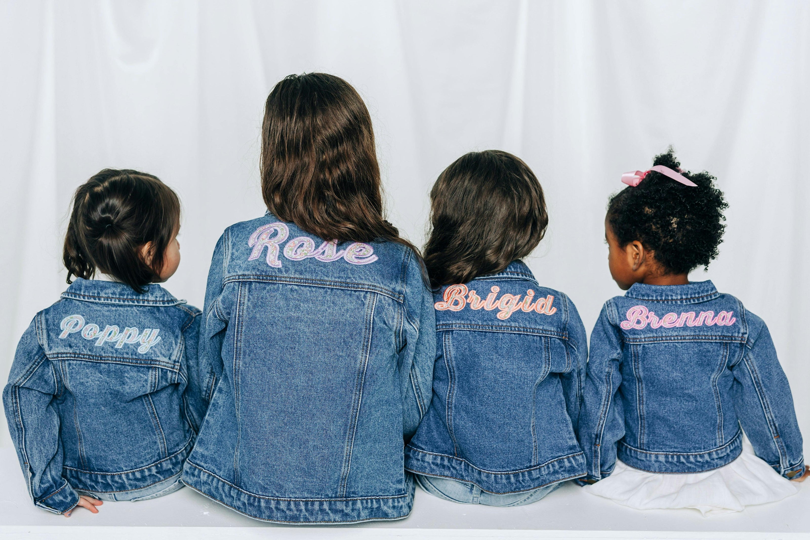 Custom Embroidered Applique Denim Jacket, Floral Multi