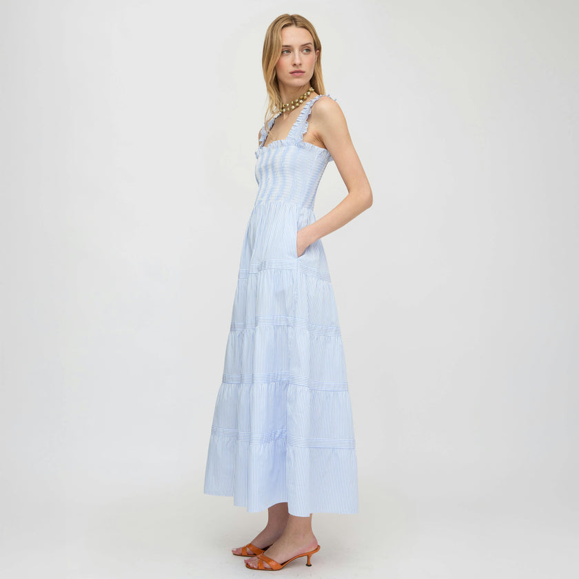 The Goldie Nap Dress - Blue/White Stripe
