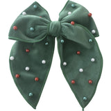 Green Holiday Pearls Camila Bow