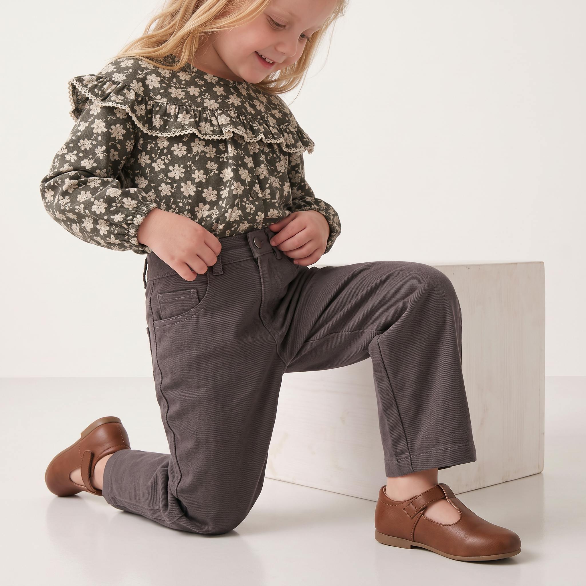 Organic Twill Barrel Pants - Charcoal