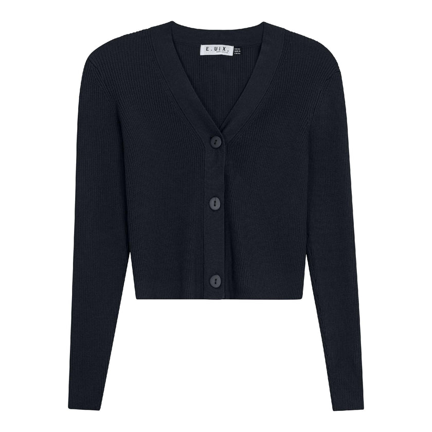 Cropped Ribbed Cardigan