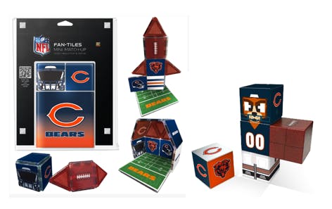 NFL Chicago Bears Magnetic Fan Tiles & Qubee Character Combo Set