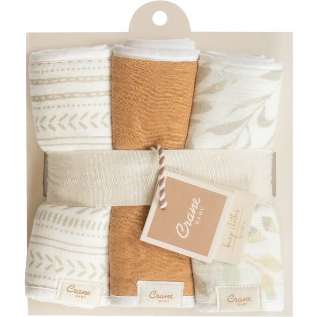 Willow 3-pc. Newborn Burp Cloth Set (Copper/Leaf)