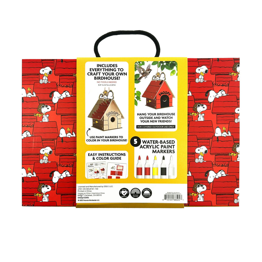 OOLY x Peanuts Color-in Wooden Birdhouse Kit - 5 Paint Markers