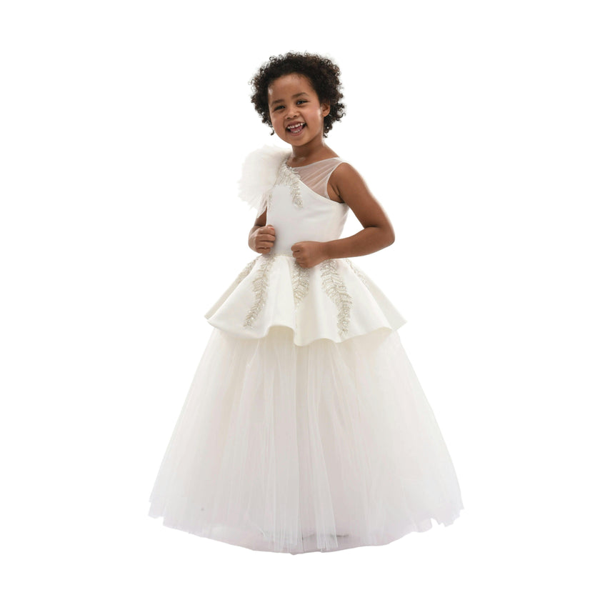 White Villanova Embroidered Tiered Dress