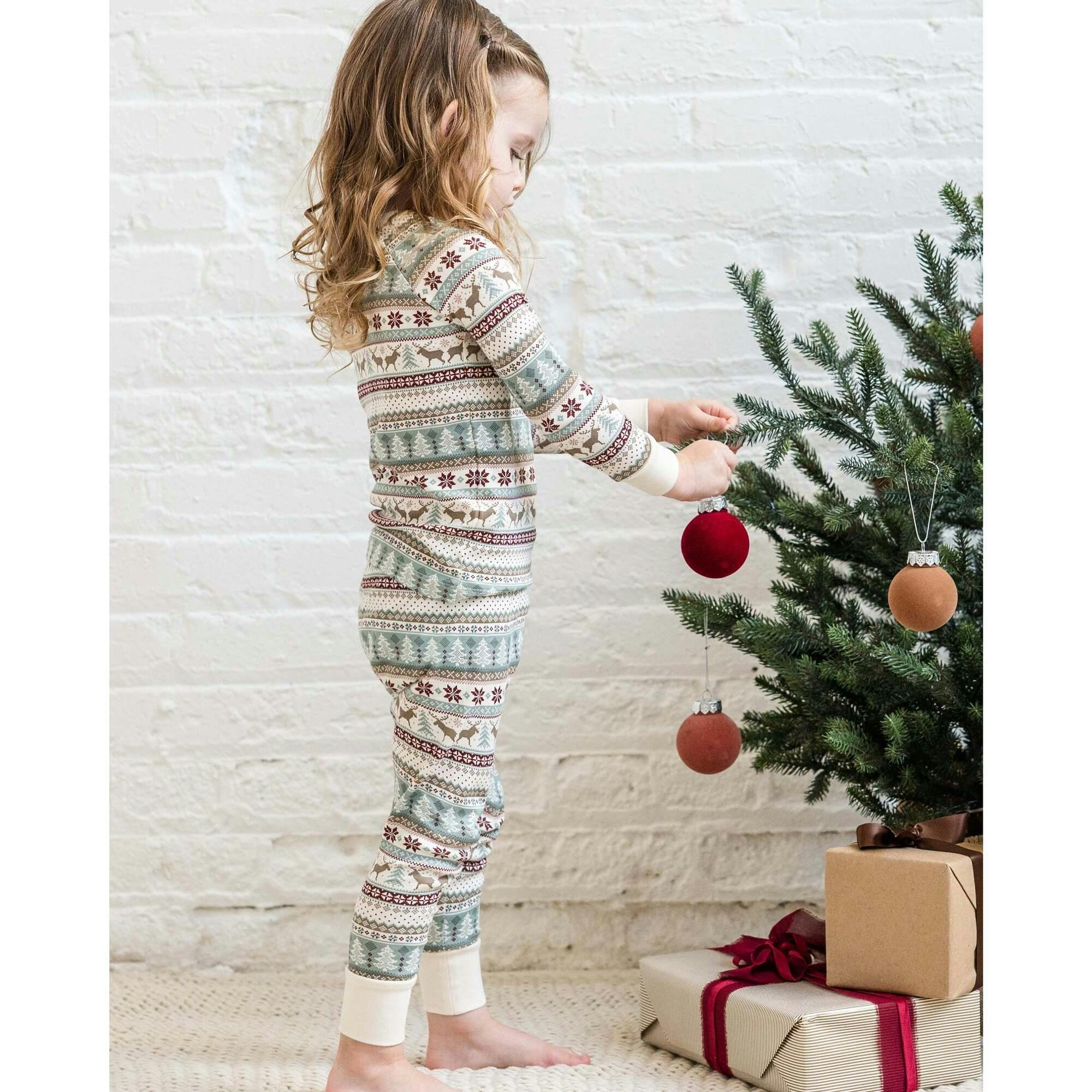 2 Piece Long Sleeve Jammie Set Basket / Cranberry