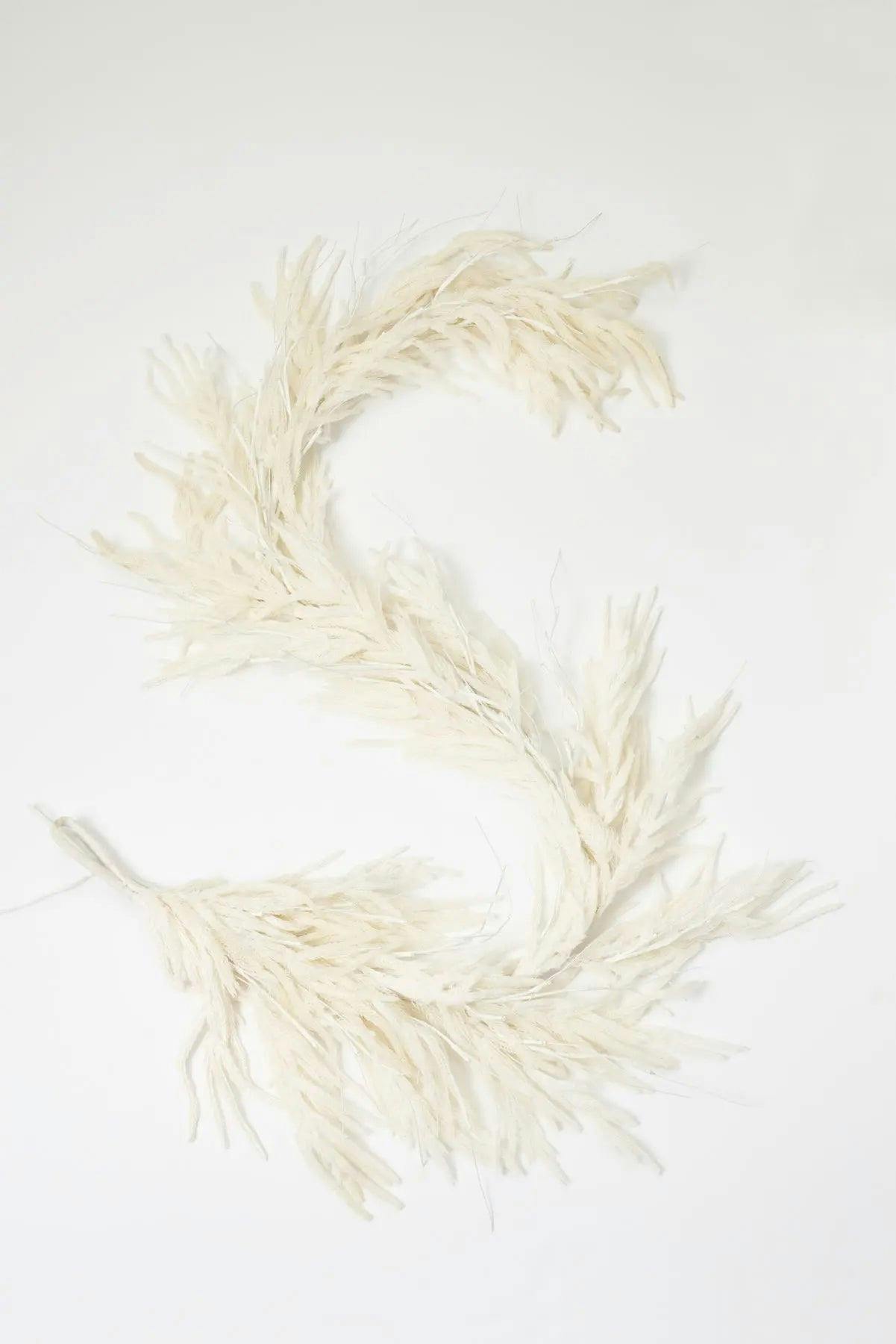 All Aglow - Pre-Lit White Norfolk Pine Christmas Mantel Garland Winter Table Runner